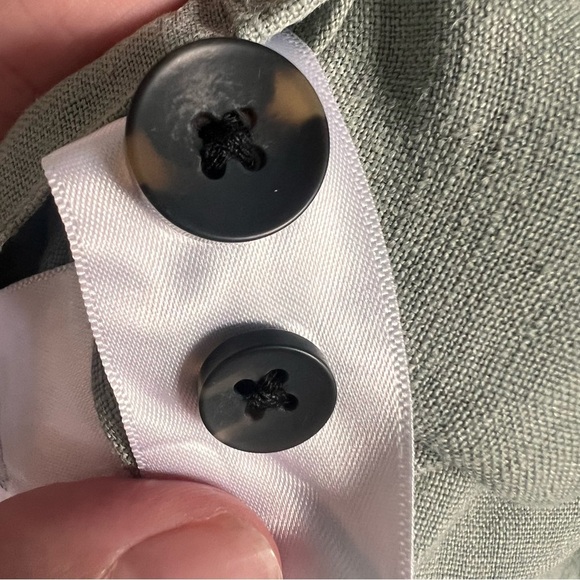 Rachel Zoe Linen Green Long Sleeve Button Down Shirt Jacket Size Large Cabincore - Picture 5 of 7